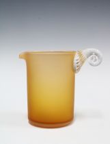 Bob Crooks amber glass Nautilus jug with clear handle, 10cm high