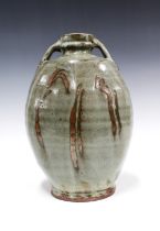 Mike Dodd (British, born 1943) studio pottery vase, cornish rock / mixed ash glaze, 29cm high