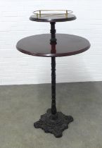 Poseur bar table with metal base, 76 x 140cm.