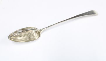 George III silver straining spoon, Old English pattern, George Smith (III) & William Fearn, London