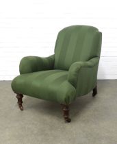 Late 19th century country house armchair, later upholstered in modern green fabric, on mahogany