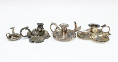 Victorian silver chamber candlestick, Birmingham 1892 together with a novelty miniature silver