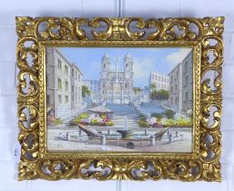 CONTINENTAL SCHOOL, untitled watercolour, signed indistinctly, under glass within a Florentine style