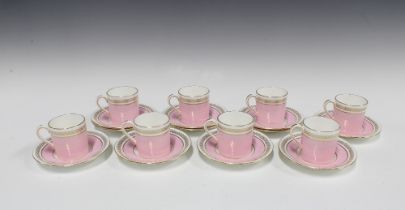 Minton Brocade pattern set of eight bone china coffee cans and saucers, (8)