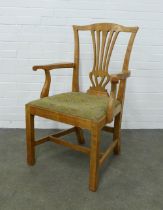 Chippendale style open armchair with slip in seat, 68 x 104 x 50cm.