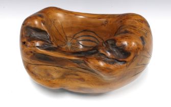 GEOFFREY ARMSTRONG, bog yew bowl of naturalistic form, 33 x 19 x 21cm