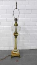 Oil lamp style table lamp with hardstone base, 70cm high excluding fitting