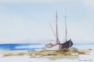 KEN LOCHHEAD, small untitled watercolour, signed and framed under glass, 16.5 x 11cm