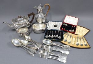 Epns wares to include a teaset, coffee pot, cased sets of teaspoons and flatware, etc (a lot)