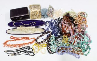 Collection of costume jewellery beads to include vintage coral beads, etc (a lot)