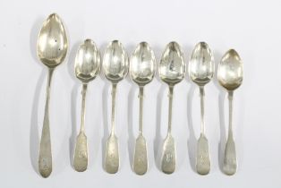 Scottish silver flatware to include a George III silver dessert spoon, Edinburgh 1800, set of five