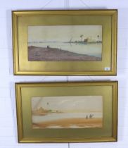 JOHN FOX, a companion pair of African River Scene watercolour s, signed and framed under glass, 55 x