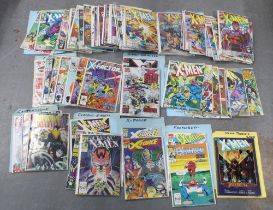 Box containing a collection of Marvel comics, mostly relating to the X-Men