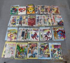 Two boxes containing Marvel Spiderman comics