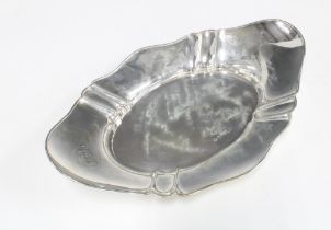 George V silver dish, with frilled edge, Hukin & Heath, London 1912, 32.5cm long