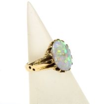 Victorian 18ct gold opal ring, Birmingham 1896, (crack to the opal)