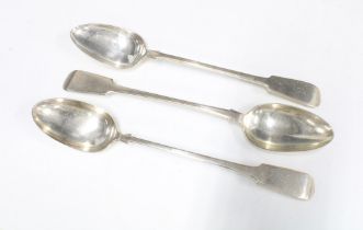 Three Epns serving spoons, Old English pattern, 32cm long, (3)