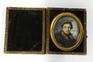 Portrait miniature of a Gent, possibly of German descent, with fitted case, 8 x cm including gilt