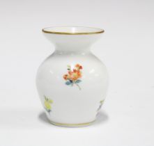 Meissen miniature porcelain vase, blue crossed swords mark, 6.5cm.