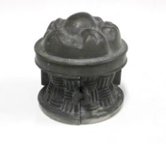 19th century pewter ice cream mould in the form of fruit in a basket, 13cm