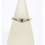 18ct white gold diamond solitaire ring by Kissing Diamond, with a smaller diamond set to the inner