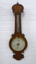 An oak cased Negretti & Zambra, London NO.24448 barometer, with silvered thermometer, 28 x 86cm.