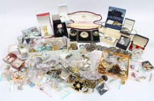 Quantity of vintage and later costume jewellery with some silver jewellery, (a lot)