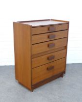 White & Newton teak chest of drawers, 81 x 103 x 42cm.