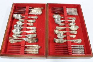 Two trays containing a set of EPNS King's Pattern cutlery (a lot)