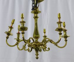 Dutch style brass six branch chandelier, 52 x 62cm.
