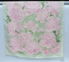 HERMES 'LES PIVOINES ' SILK SCARF.