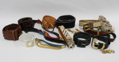 A collection of ladies fashion belts to include Gucci, Burberry, Laurel & Valentino etc