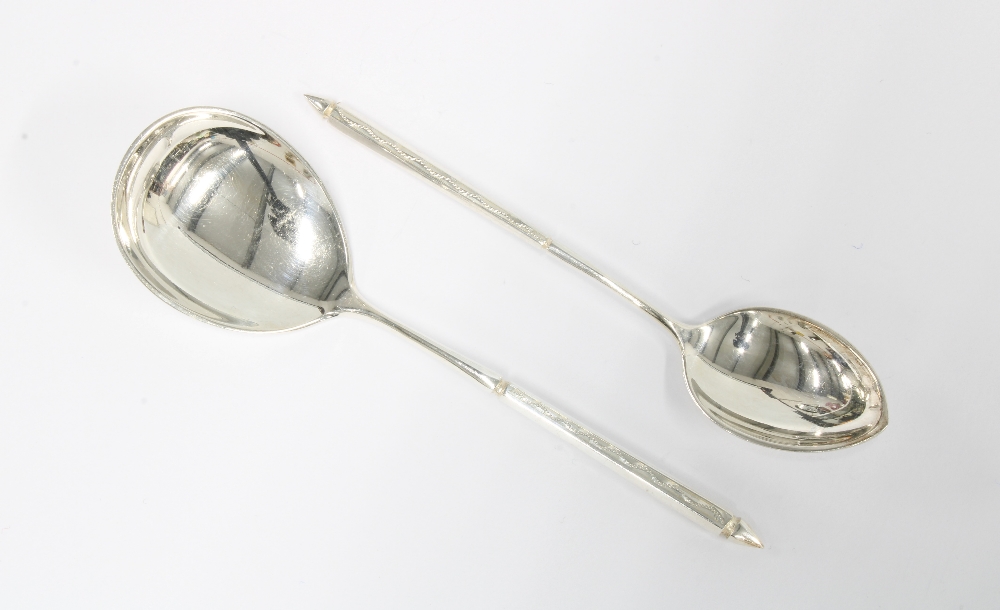 A set of seven silver teaspoons, by W & S Sorensen of Denmark, in original box, (7) - Image 2 of 4