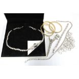 Swarovski crystal necklace and matching bracelet together with a group of paste set jewellery to