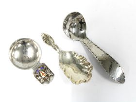 George V silver caddy spoon, Sheffield 1934, a London silver caddy spoon and a Borrowdale Arts &