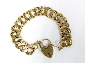 Vintage 9ct gold bracelet with a 9ct gold heart padlock