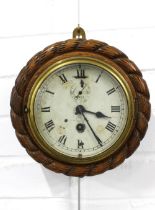 Early 20th century Dent, wall clock, in a circular rope twist case, 23cm