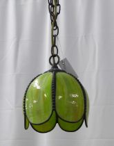 Christopher Wray leaded and green glass ceiling light shade, 20cm.