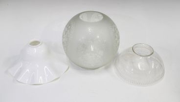 Three various late 19th / early 20th century glass shades (3 26cm.