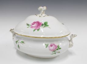 Meissen tureen and cover, scored blue crossed swords mark 39 x 27cm.