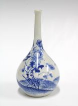 Chinese blue and white bottle neck vase decorated with flowers, 16cm high.