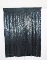 A large black chiffon and navy sequin shawl approx. 220 x 180cm