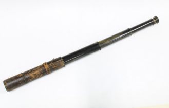 Three draw telescope with leather grip, 79cm extended