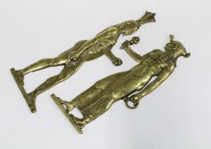 Two Egyptian style brass figures, taller 36cm (2)