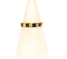18ct gold sapphire and diamond, seven stone ring