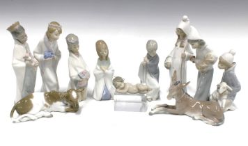 Lladro porcelain Nativity Set, eleven figures, printed backstamps, (11)