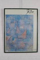 Ports et voiliers, a 1980's Klee framed exhibition poster, Centre Georges Pompidou. Musee national