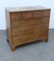 Georgian mahogany chest, the rectangular top with moulded edge, above two short and three long