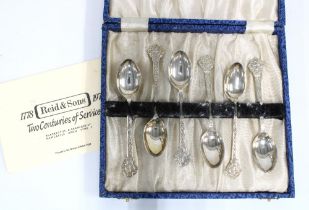 Cased set of six silver Lindisfarne teaspoons, Sheffield 1978 (6)