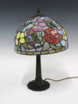 Tiffany style lamp with stained and leaded glass shade, 47cm